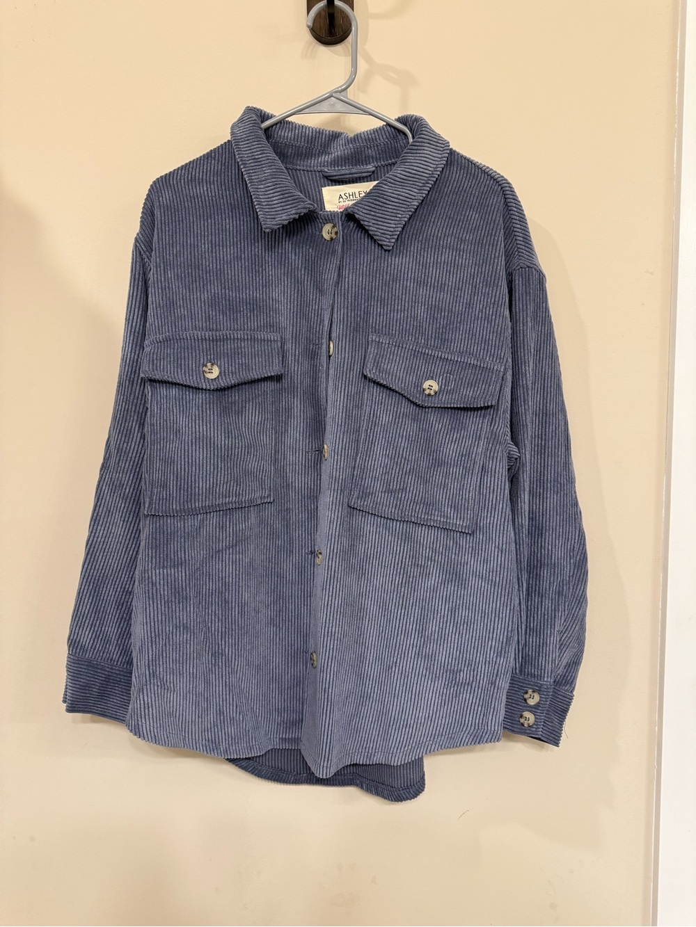 Ashley By 26 International Corduroy Shirt Jacket in Slate Blue
